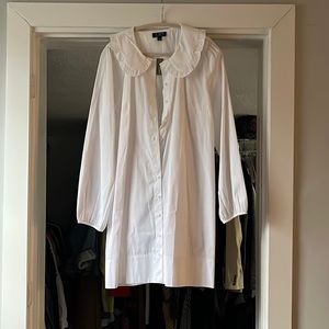 NWT JCrew Ruffle-collar mini shirtdress in organic cotton poplin